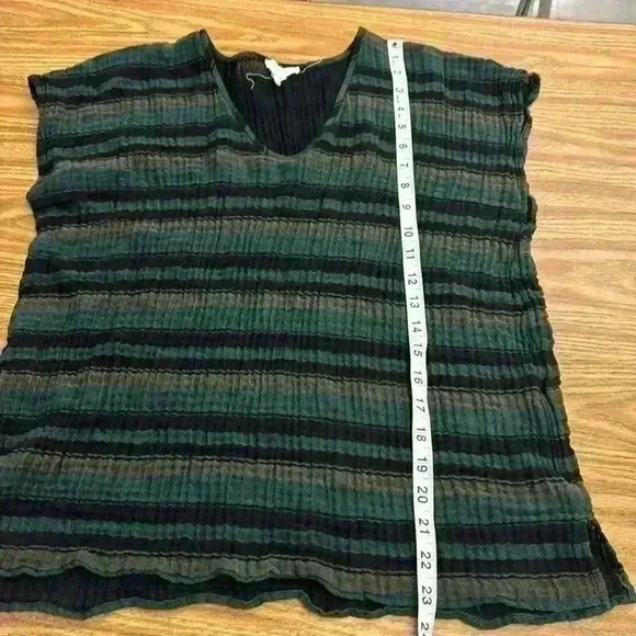 Eileen Fisher Boxy Loose V-Neck Cap Sleeve Top | Color: Black/Green | Size PM/PL - Picture 12 of 13